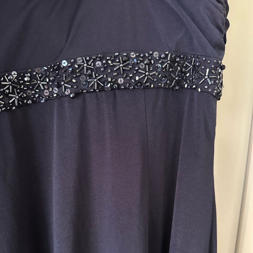 Adrianna Papell Boutique Navy One-Shoulder Formal Gown, Size 10 - Picture 7 of 11